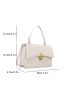 Mini Square Bag Beige Metal Decor Flap For Daily