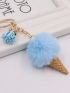 Ice Cream & Tassel Decor Bag Charm Fashionable Flannelette Random Color Keychain Car Pendant Phone Ornament