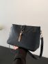 Black Square Bag Tassel Decor Adjustable-strap PU