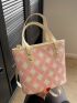Small Bucket Bag Geometric Pattern Double Handle PU