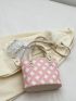 Small Bucket Bag Geometric Pattern Double Handle PU
