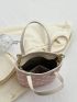 Small Bucket Bag Geometric Pattern Double Handle PU