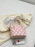Small Bucket Bag Geometric Pattern Double Handle PU