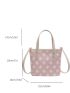 Small Bucket Bag Geometric Pattern Double Handle PU
