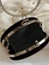 Mini Circle Bag Glamorous Rhinestone Decor Chain For Party