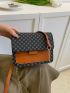 Mini Square Bag Geometric Pattern Chain Flap PU