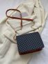 Mini Square Bag Geometric Pattern Chain Flap PU