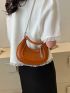 PU Hobo Bag Crocodile Embossed Tassel Decor