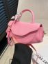 Medium Saddle Bag Pink Flap Twilly Scarf Decor For Daily