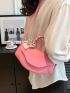 Medium Saddle Bag Pink Flap Twilly Scarf Decor For Daily