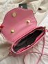 Medium Saddle Bag Pink Flap Twilly Scarf Decor For Daily