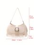 PU Hobo Bag Buckle & Fringe Decor White