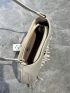 PU Hobo Bag Buckle & Fringe Decor White