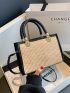 Mini Straw Bag Braided Detail Contrast Binding Zipper