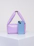 PU Square Bag Zipper Embossed Detail Top-Handle Purple