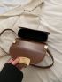Mini Saddle Bag Brown Metal Decor Flap For Work