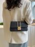 Black Square Bag Crocodile Embossed Chain Flap Push Lock PU