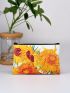 Painting Graphic Purse Flower Pattern Coin Purse, Women's Stylish Storage Bag For Lipstick