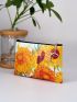 Painting Graphic Purse Flower Pattern Coin Purse, Women's Stylish Storage Bag For Lipstick