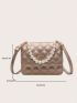 Faux Pearl Beaded Square Bag Quilted Mini