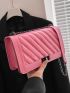 Solid Color Square Bag Quilted Chain Strap