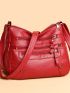 Women's Multi-Zipper Shoulder Bag, Versatile Solid Color Crossbody Bag