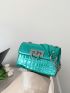 Mini Flap Square Bag Crocodile Embossed Metallic Funky