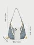 Small Hobo Bag Quilted Faux Pearl Decor