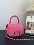 Mini Saddle Bag Twist Lock Chain Strap Top Handle Solid Color Funky Style