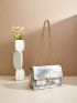Mini Flap Square Bag Tie Dye Metal Decor