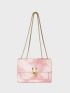 Mini Flap Square Bag Tie Dye Metal Decor