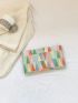Colorblock Envelope Bag Geometric Pattern Metal Decor