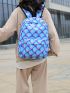3pcs Bag Set Backpack Crossbody Bag Pencil Case Fish Scale Pattern Preppy