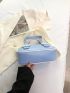 Small Square Bag Buckle Decor Double Handle Contrast Binding