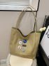 Medium Shopper Bag Double Handle Badge Decor