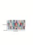 Colorblock Envelope Bag Geometric Pattern Metal Decor