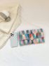 Colorblock Envelope Bag Geometric Pattern Metal Decor