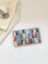 Colorblock Envelope Bag Geometric Pattern Metal Decor