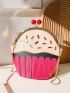 Mini Novelty Bag Kiss Lock Chain Strap Cupcake Shaped