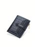 Letter Detail Small Wallet Crocodile Embossed