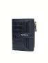 Letter Detail Small Wallet Crocodile Embossed