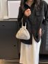 Small Bucket Bag Flower Decor Faux Pearl Detail
