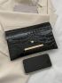 Crocodile Embossed Envelope Bag Elegant Flap PU