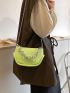 Mini Satchel Bag Solid Color Chain Decor