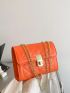 Small Flap Square Bag Quilted Pattern Neon Orange