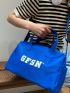 Neon Blue Shopper Bag Letter Graphic