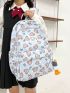 Cartoon Bear & Bow Graphic Classic Backpack Preppy