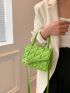 Mini Square Bag Metal Decor Quilted Detail Flap Top Handle PU