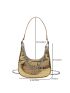 Small Hobo Bag Crocodile Embossed Star & Chain Decor