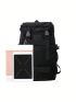 Minimalist Classic Backpack Release Buckle Design Multi-Pocket Black